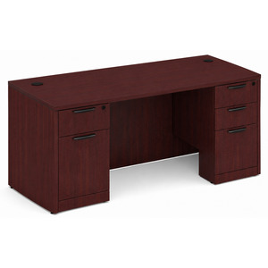 CLASD1026- Classic Desk 60" W x 30" D with Two Full Pedestals- Mahogany