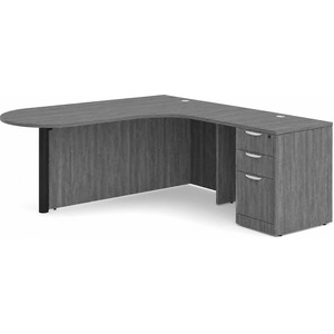 CLALD1010R- L-Shaped Bullet Workstation 71" W x 30" D with 47" Return and Box/Box/File Pedestal- Newport Gray/Black