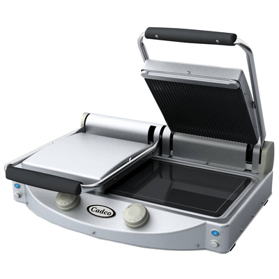Cadco CPG-20 Double Panini Grill Black Glass-Ceramic Grill Surfaces