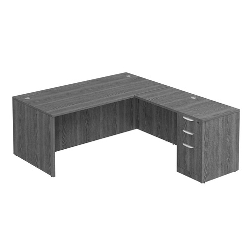 Classic L-Shape Desk 77" x 71" with Box/Box/File Pedestal - Newport Grey