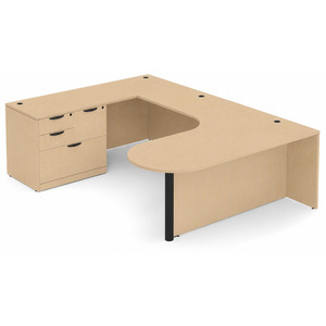 CLAUD1007L Executive Bullet U-Shape Typical 71" X 101" Desk- Maple/Black