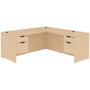 CLALD1047- Classic L-Shape Desk 71" W x 36" D with 47" Return and 2 Box/File Pedestals- Maple