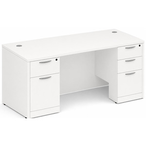 CLASD1028- Classic Desk 66" W x 30" D with Two Full Pedestals- White