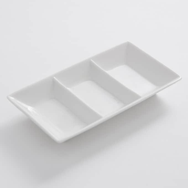 Porcelain Three-Compartment Sauce Dish