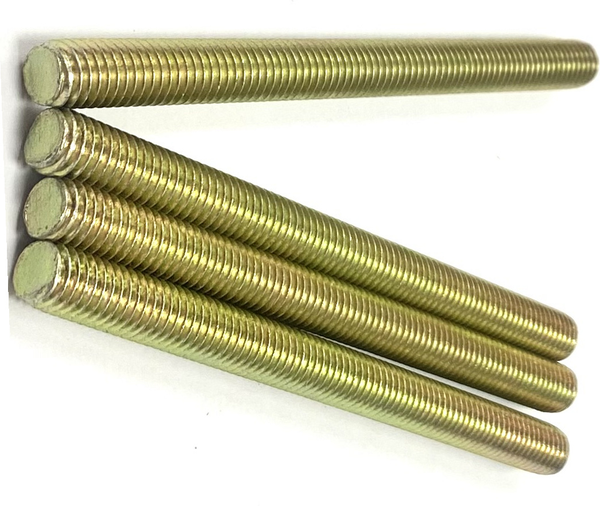 1/4" - 28 X 1" FULLY THREADED STRAIGHT ROD SAE J429 GR 8 ZINC TRIVALENT YELLOW
