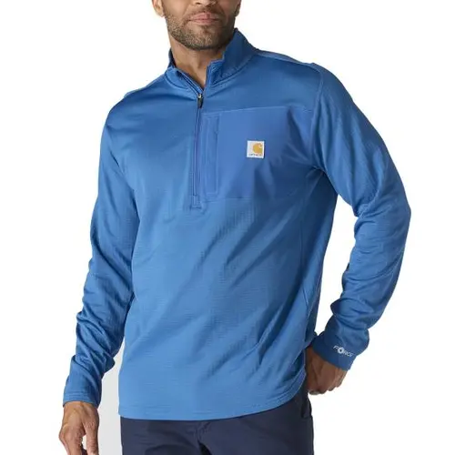 30% OFF - CARHARTT 106423 -  Force® Relaxed Fit Mock Neck Half-Zip T-Shirt - Dark Horizon Blue