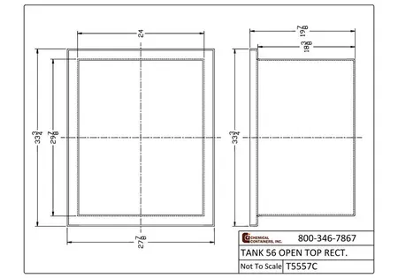 56 Gallon Polyethylene Open Top Rectangle Tank, 34" x 28" x 20"