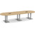 12' Classic Racetrack Conference Table with Palmer Base - Aspen Top, Brushed Silver Base