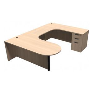 CLAUD1006R- Right-Handed Classic Bullet U-Station 71" W x 102" D with Box/Box/File Pedestal- Aspen/Black