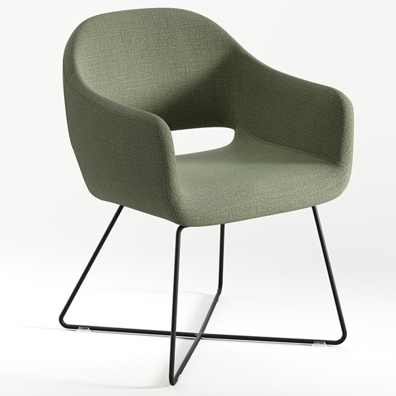 CHK68081GRN0707 - SARON GUEST CHAIR - Green with sled X-base