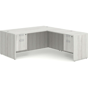 CLALD1047- Classic L-Shape Desk 71" W x 36" D with 47" Return and 2 Box/File Pedestals- Silver Birch