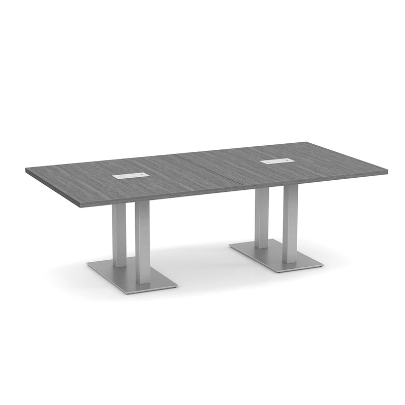 Classic Conference Table 8 Ft with Palmer Brushed Double Base - Newport Grey