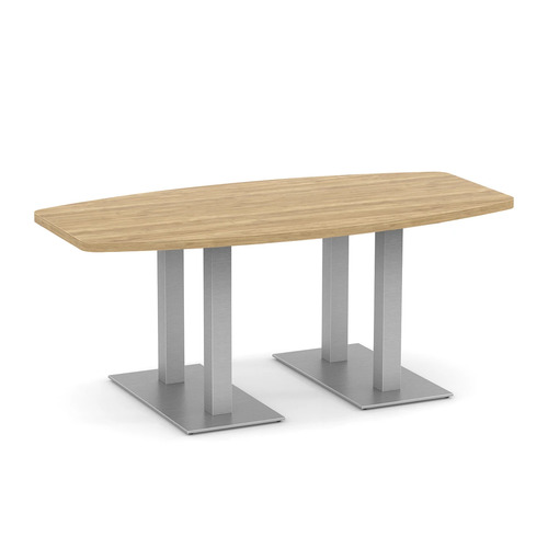 Classic Boat-Shape Conference Table 6 Ft with Palmer Brushed Double Base - Aspen