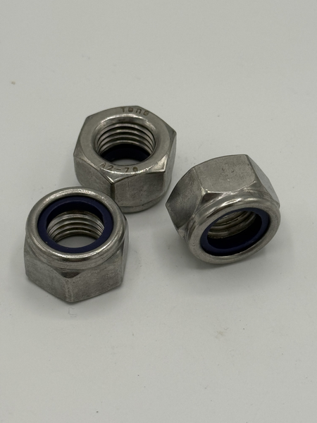 M12 - 1.75 DIN 985 HEX THIN LOCK NUT NYLON INSERT STAINLESS STEEL PLAIN
