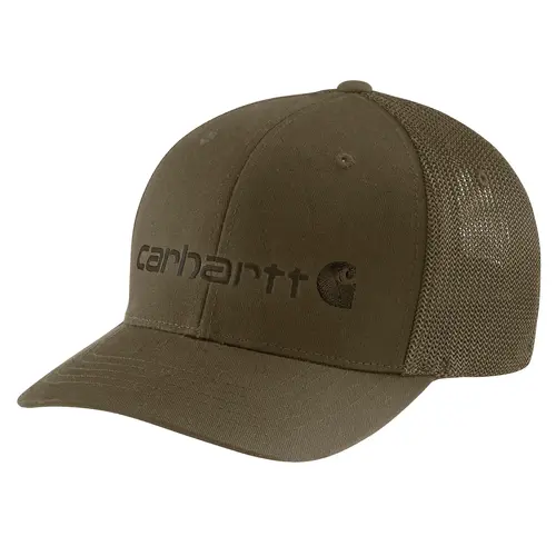 CARHARTT 105353 - Rugged Flex Fitted Canvas Mesh-Back Logo Graphic Cap - Burnished Logs 