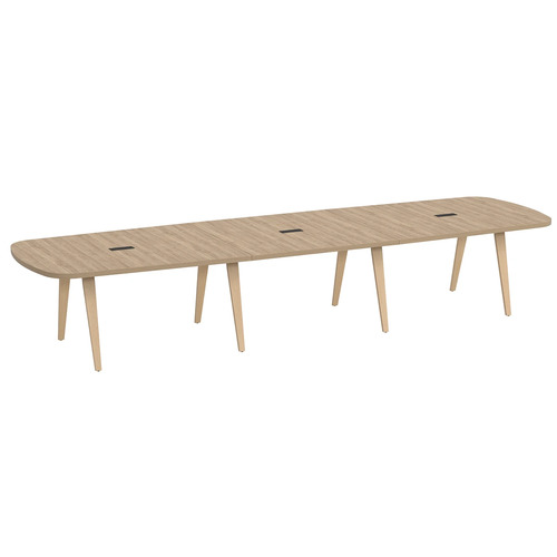 Signature Arena Conference Table 14 Foot - Aspen with Natural Oak Wood Legs