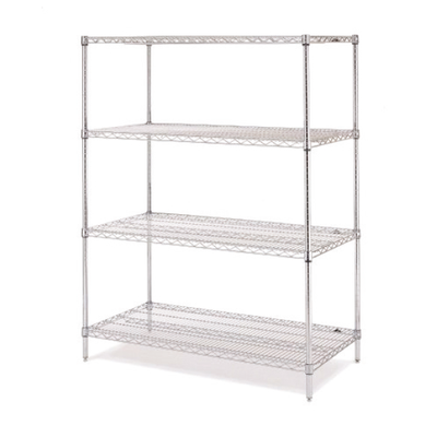 FSE 18" Deep Chrome 4-Shelf Starter Unit, 63" H x 48" W x 18" D