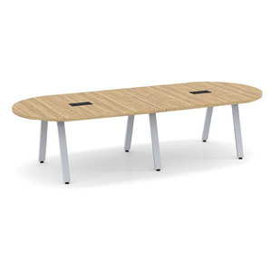 SIGRT3137N-METAL - 10 ft. Signature Racetrack Conference Table with Silver Metal VA Legs