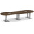 12' Classic Racetrack Conference Table with Palmer Base - Modern Walnut Top, Brushed Silver Base