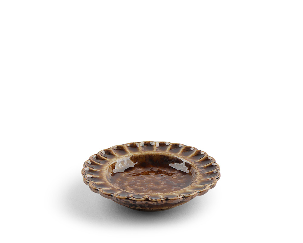 Sauce Dish Crimp Amber 3.5"