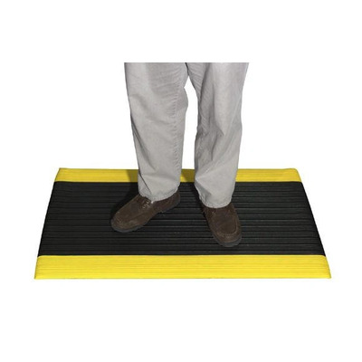 Anti-Fatigue Sponge Vinyl Mat, 3/8 Inch Thick, with Yellow Safety Border