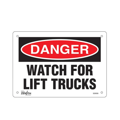 Watch For Lift Trucks Sign - 10" x 7" - Aluminum - English