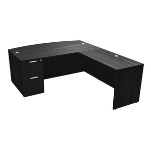 CLALD1012- Bowfront L-Shape Desk 71" W x 41" D with 47" Return and File/File Pedestal- Coastal Gray