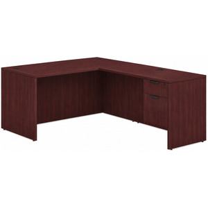 CLALD1033- Classic L-Shape Desk 60" W x 30" D with 47" Return and Box/File Pedestal- Mahogany