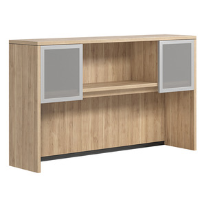 CLAHU3002- Hutch with 2 Silver Frame Glass Doors-  Aspen/Silver Glass