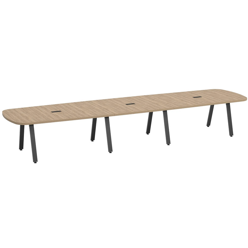 Signature Arena Conference Table 16 Foot - Aspen with Black Metal Legs