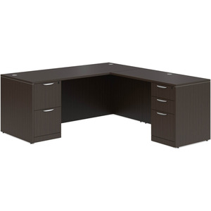 CLALD1044- Classic L-Shape Desk 71" W x 30" D with 47" Return and 2 Full Pedestals- Espresso