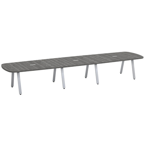 Signature Arena Conference Table 16 Foot - Newport Grey with Silver Metal Legs