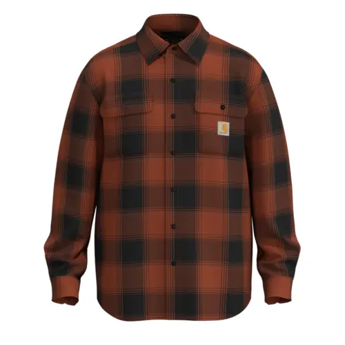 CARHARTT 107013 - Loose Fit Heavyweight Flannel Long-Sleeve Plaid Shirt - Homestead Red 