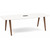 8' Signature Boat Shape Conference Table - White Top, Black Mount, Modern Walnut Wooden Legs