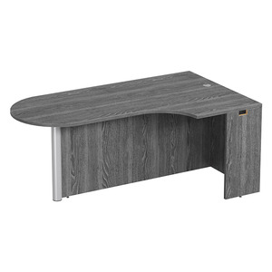 PL133R CORNER EXT. BULLET DESK w/POST - RIGHT- Newport Grey & Silver
