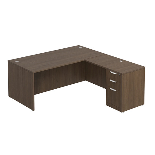 Classic L-Shape Desk 72" x 71" with Box/Box/File Pedestal - Modern Walnut