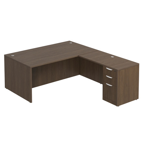 Classic L-Shape Desk 83" X 71" with Box/Box/File Pedestal - Modern Walnut