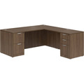 Classic L-Shape Desk 77" x 71" with 2 Full Pedestals - Modern Walnut