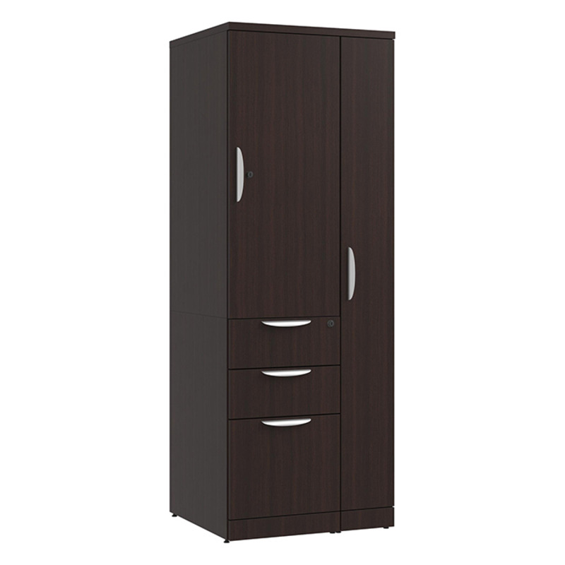 CLAST1018N, PL286/287 NARROW WARDROBE, CABINET, BOX/BOX/FILE - Espresso