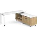 Elements L-Shape Workstation 71" x 72" x 24"D with Personal Storage Credenza - Aspen with White Top and with White Legs
