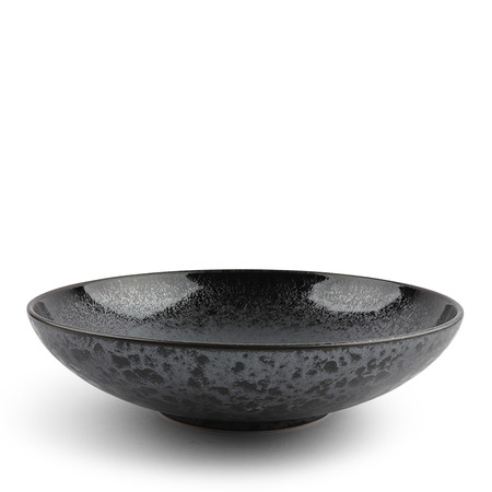 Bowl Serving 11.25" Silver Black Granite