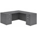 CLALD2036- Classic L-Shape Desk 60" W x 30" D with 42" Return and 2 Full Pedestals- Coastal Gray