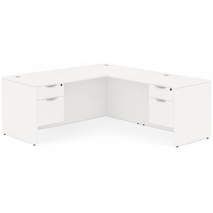 CLALD2035- Classic L-Shape Desk 60" W x 30" D with 42" Return and 2 Box/File Pedestals- White