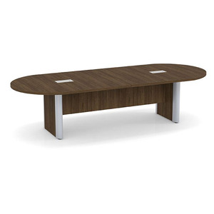 10ft Racetrack, accent base Conference Table: MODERN WALNUT w/SILVER CLPRT3137NMWNMWNSIL