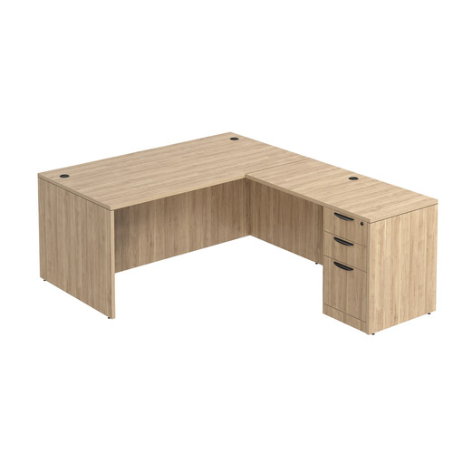 Classic L-Shape Desk 77" x 66" with Box/Box/File Pedestal - Aspen