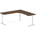 Enhance Electric Height-Adjustable L-Shape Desk with Right Radiused Corner 72" X 72" - Modern Walnut with White Base