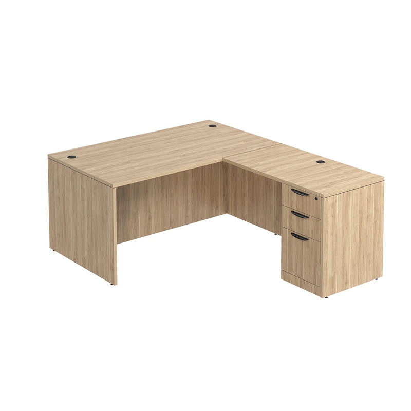 Classic L-Shape Desk 72" x 60" with Box/Box/File Pedestal - Aspen