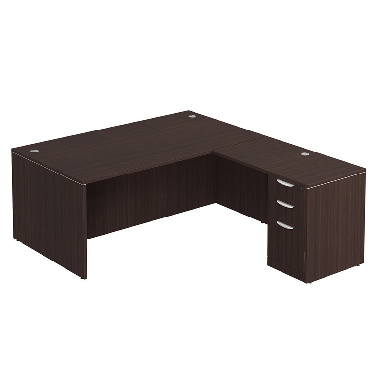 Classic L-Shape Desk 78" x 71" with Box/Box/File Pedestal - Espresso