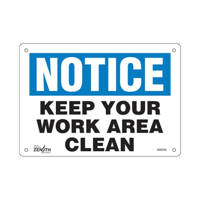 Keep Your Work Area Clean Sign - 10" x 7" - Aluminum - English