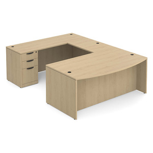 CLAUD2002 Executive Bowfront 71" x 112" Desk- Maple